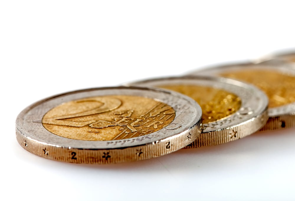 Pile of euro coins - isolated over a white background